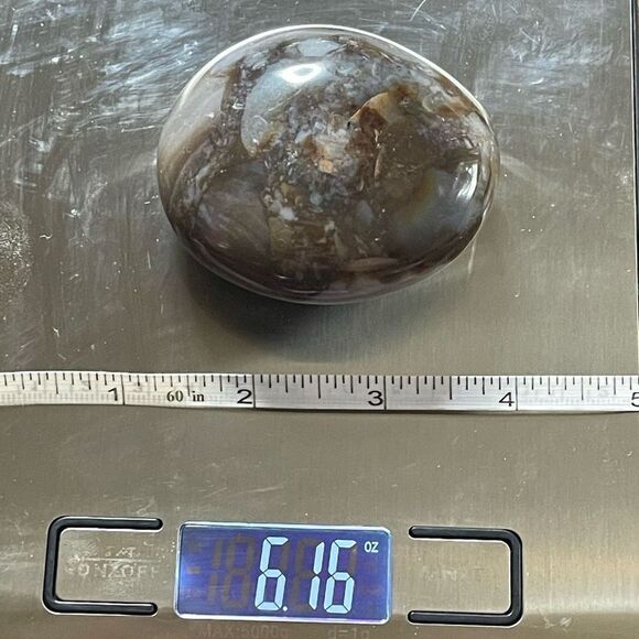 Ocean Jasper palm stone crystal natural agate agatized white brown green - Picture 6 of 8